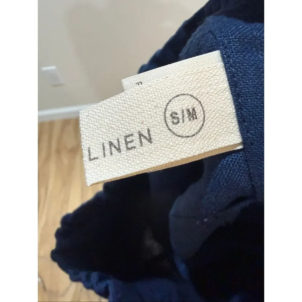NotPerfectLinen new Doolin in admiral blue linen boho relaxed pants size S/M
